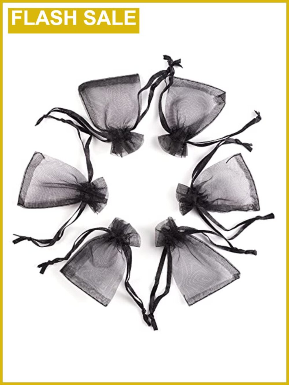 100pcs Black Organza Drawstring Gift Bags Mini Pouch